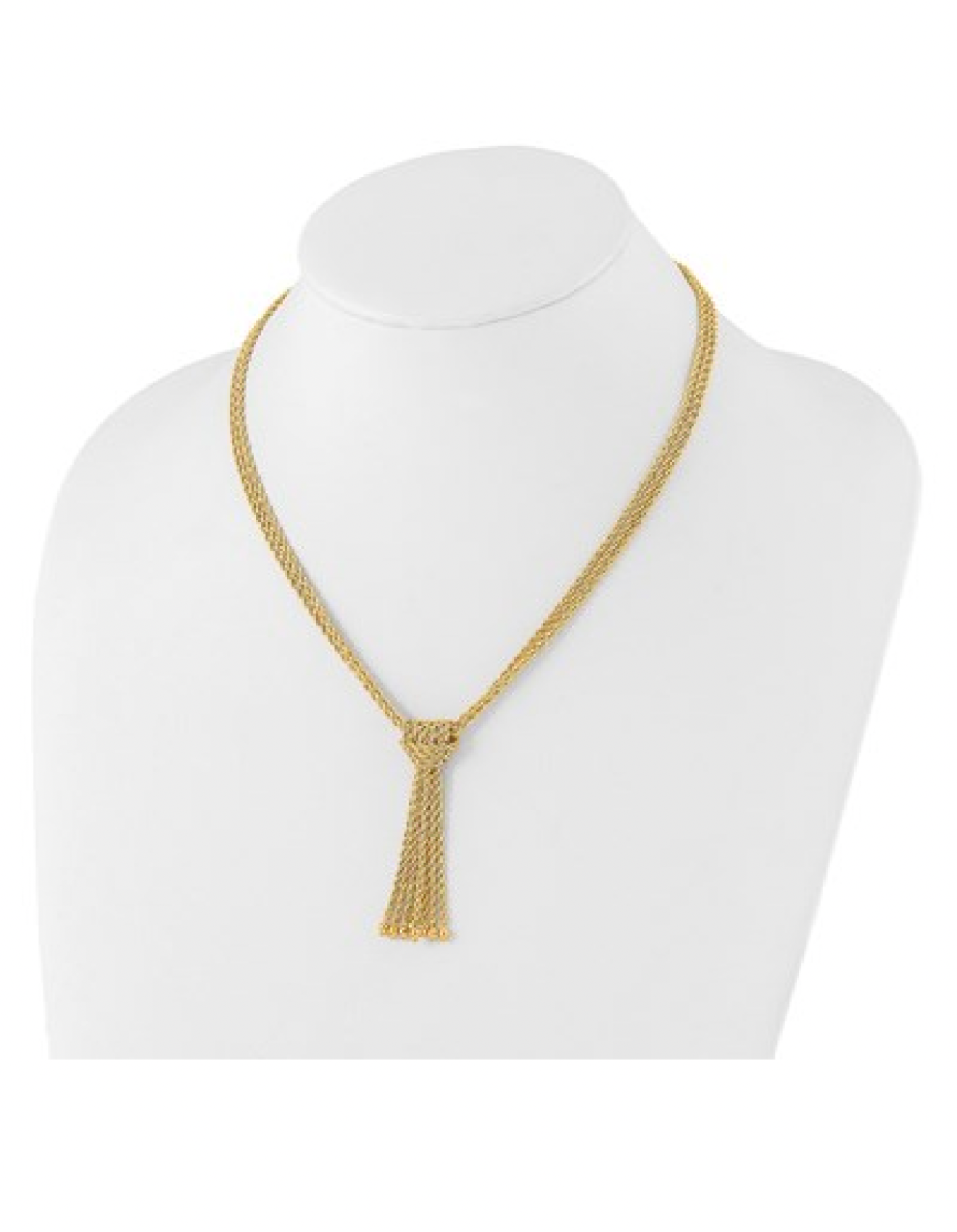 14k yellow gold multi strand rope/bead necklace - 18”