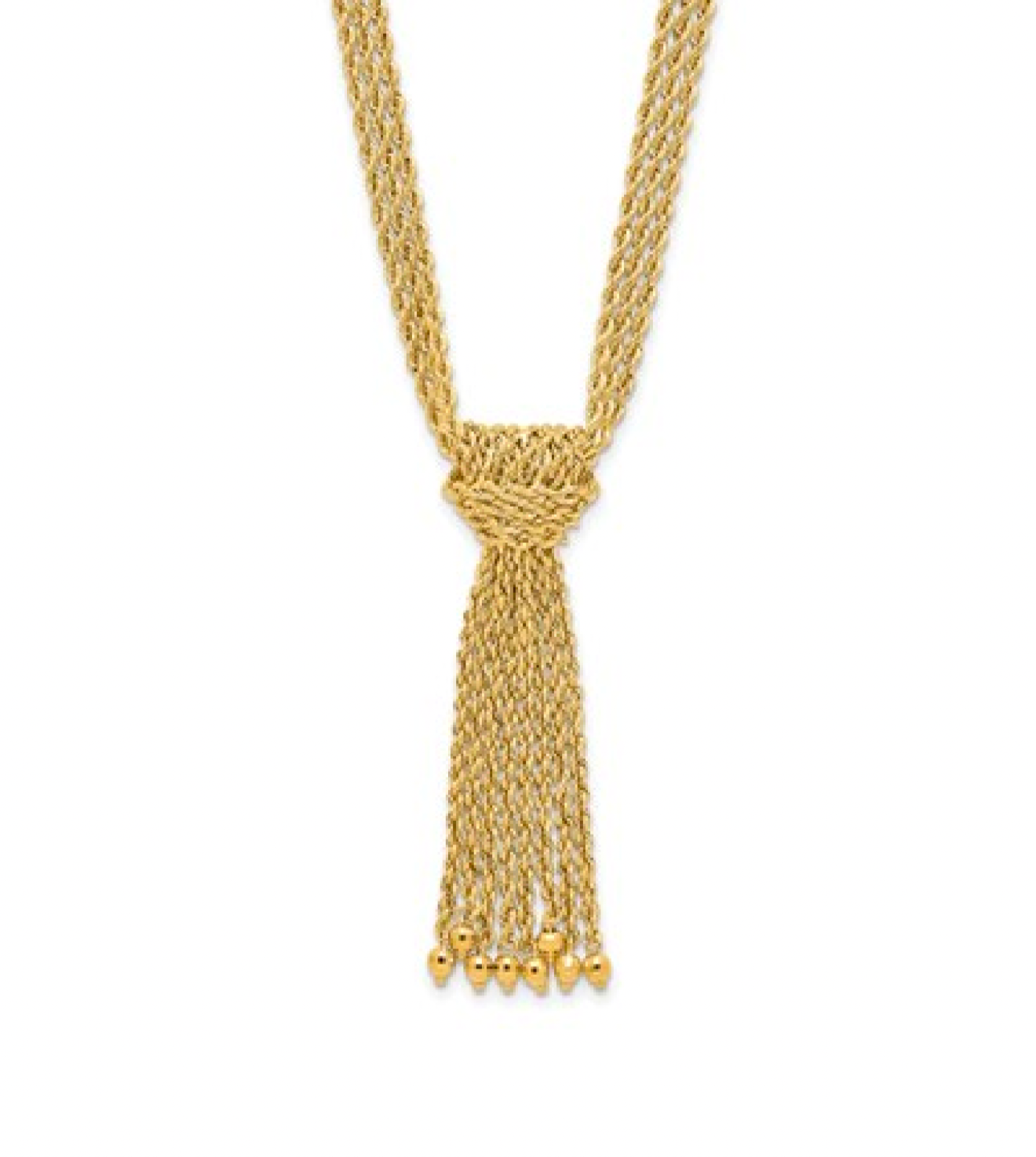 14k yellow gold multi strand rope/bead necklace - 18”