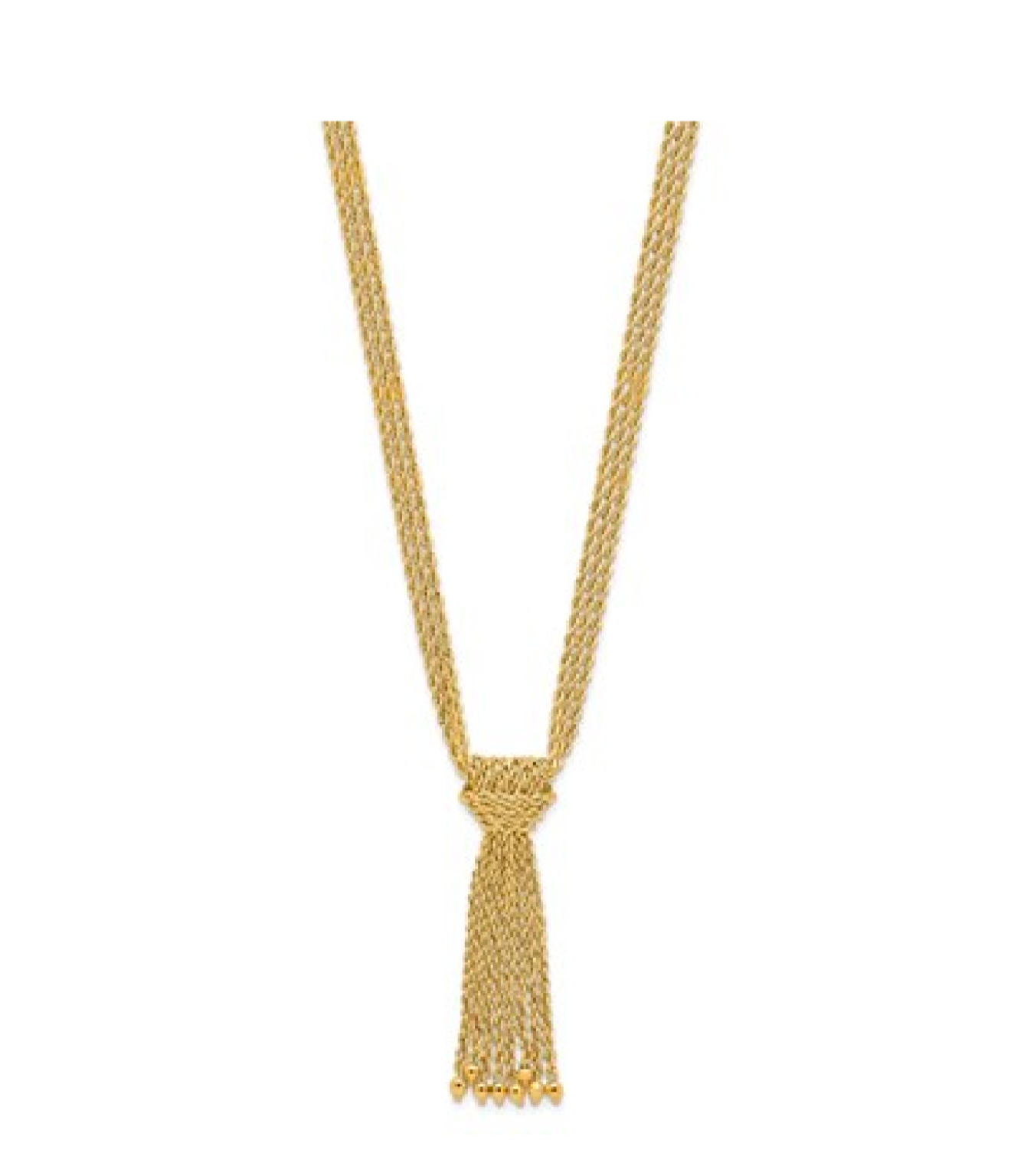 14k yellow gold multi strand rope/bead necklace - 18”