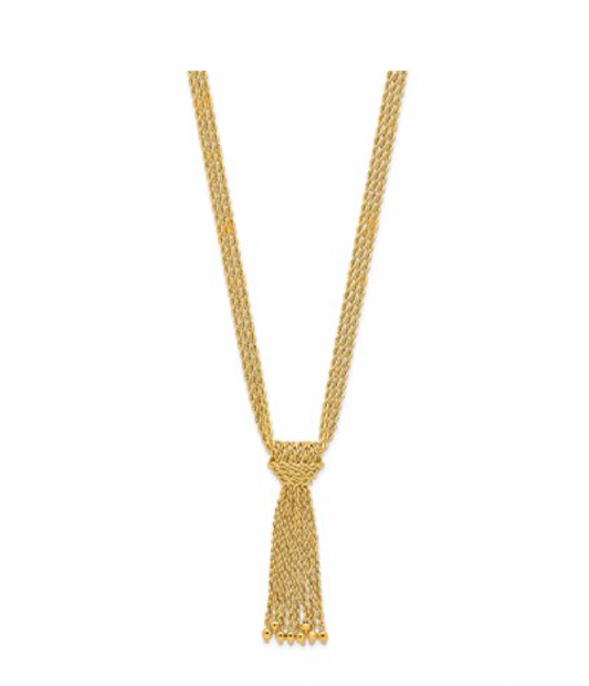 14k yellow gold multi strand rope/bead necklace - 18”