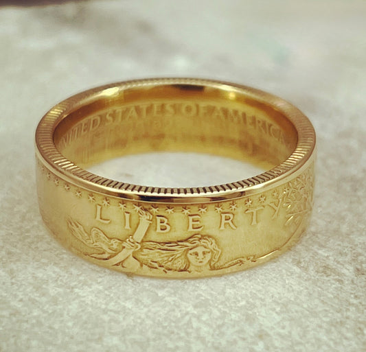 1/10 oz 22k Golden Eagle coin ring