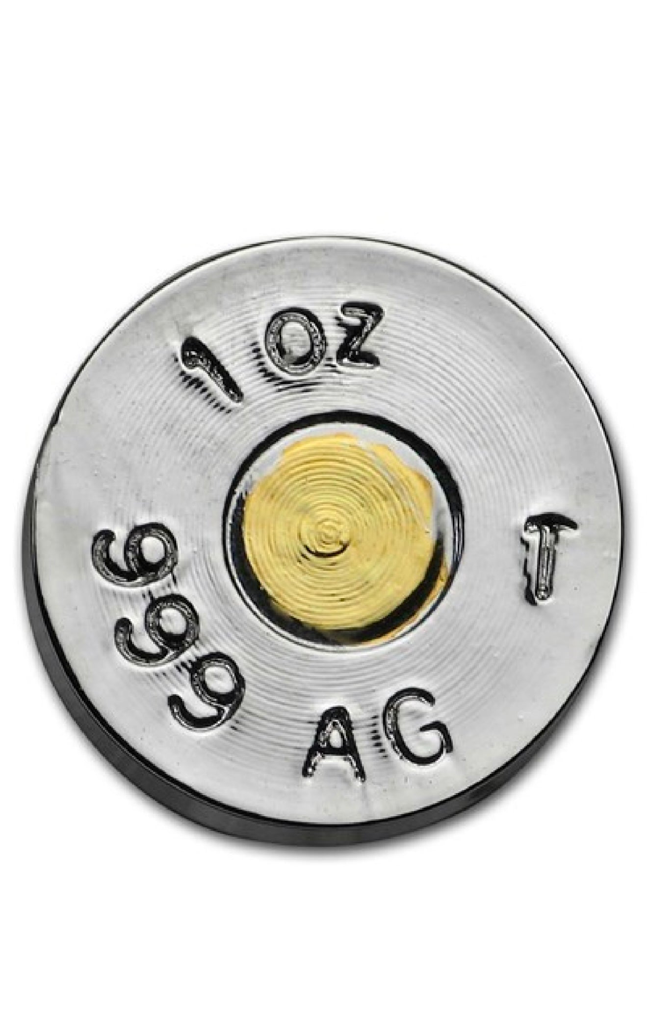 1oz Silver Bullet .45 acp (rhodium gilded)